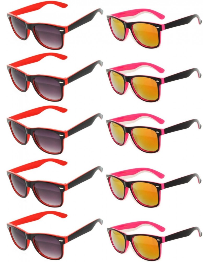 10 Pairs 2 Tone Vintage Smoke Mirror Lens Sunglasses Red Pink Frames ® $15.07 Rectangular