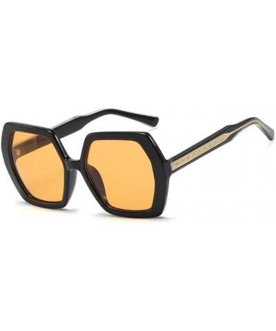 Retro Oversized Hexagon Sunglasses for Women Irregular Trendy 60s Vintage Polygon Sun Glasses for Ladies Black Yellow $13.19 ...