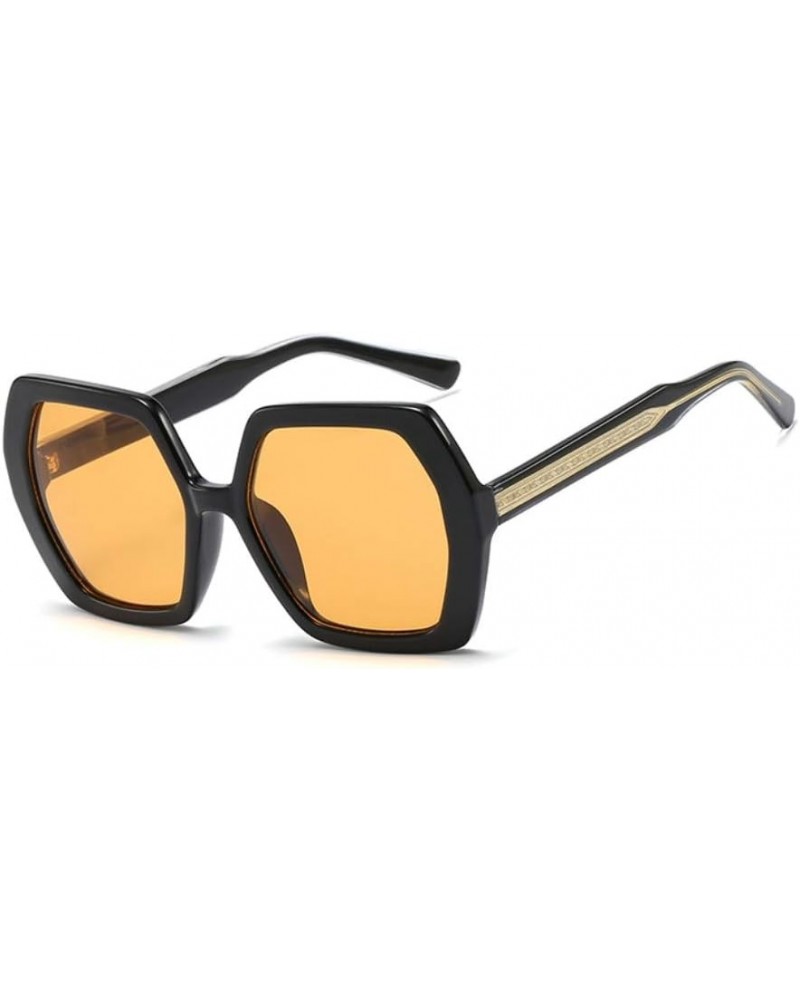 Retro Oversized Hexagon Sunglasses for Women Irregular Trendy 60s Vintage Polygon Sun Glasses for Ladies Black Yellow $13.19 ...