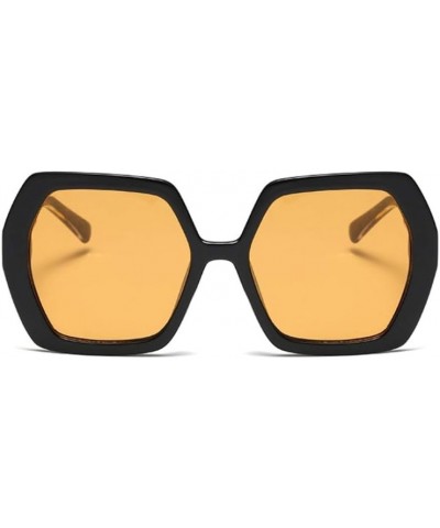 Retro Oversized Hexagon Sunglasses for Women Irregular Trendy 60s Vintage Polygon Sun Glasses for Ladies Black Yellow $13.19 ...