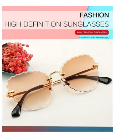 Women's Rimless Sunglasses Outdoor Vacation Decorative Sunglasses (Color : C, Size : Medium) Medium G $16.60 Rimless