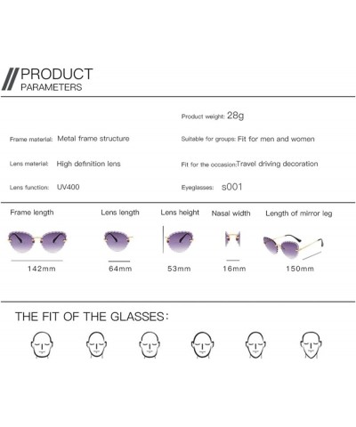 Women's Rimless Sunglasses Outdoor Vacation Decorative Sunglasses (Color : C, Size : Medium) Medium G $16.60 Rimless