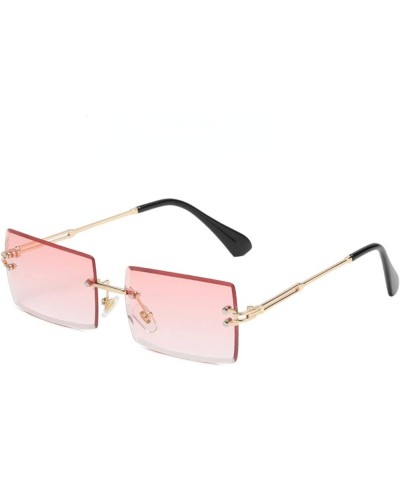 Frameless Trimming Square Gradient Color Marine Clip Sunglasses European and American Fashion Street Shooting Trend Gold/Tea ...