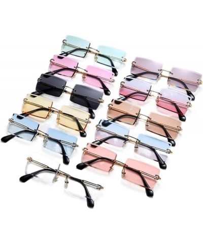 Frameless Trimming Square Gradient Color Marine Clip Sunglasses European and American Fashion Street Shooting Trend Gold/Tea ...