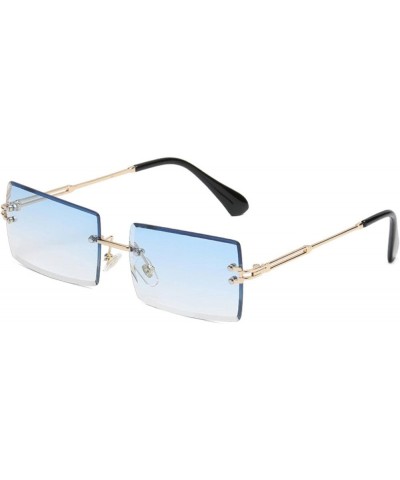 Frameless Trimming Square Gradient Color Marine Clip Sunglasses European and American Fashion Street Shooting Trend Gold/Tea ...