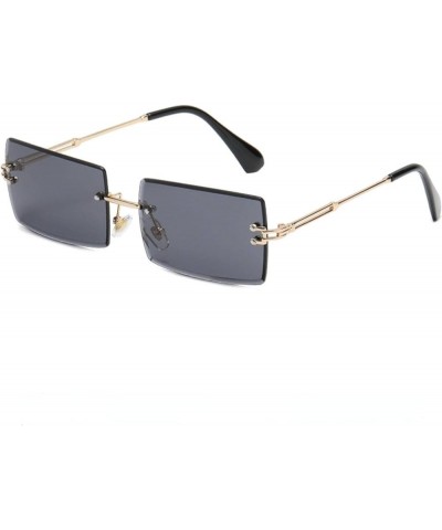 Frameless Trimming Square Gradient Color Marine Clip Sunglasses European and American Fashion Street Shooting Trend Gold/Tea ...