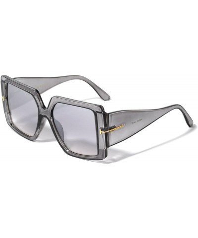 Womens XL Oversized Thick Bold Square Butterfly Retro Sunglasses Transparent Frame Grey Gradient Lenses $8.98 Oversized