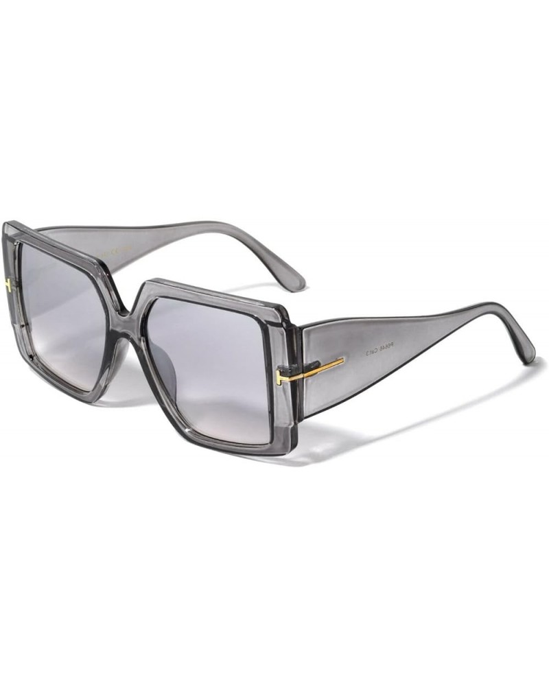 Womens XL Oversized Thick Bold Square Butterfly Retro Sunglasses Transparent Frame Grey Gradient Lenses $8.98 Oversized