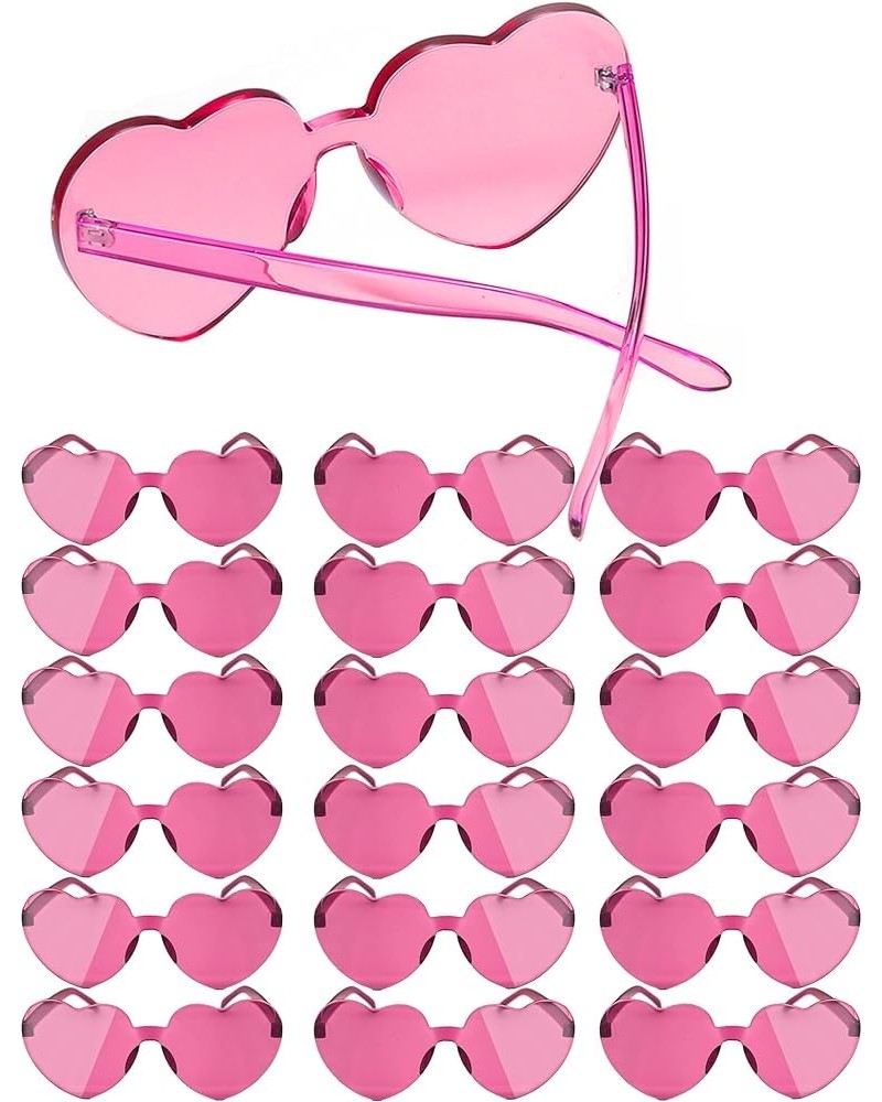 18 Pairs Heart Sunglasses Rimless Heart Shaped Sunglasses Pack Bulk Heart Sunglasses for Women Colored Party glasses Pink $11...