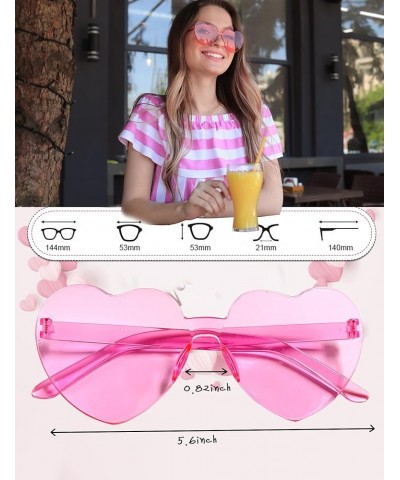 18 Pairs Heart Sunglasses Rimless Heart Shaped Sunglasses Pack Bulk Heart Sunglasses for Women Colored Party glasses Pink $11...