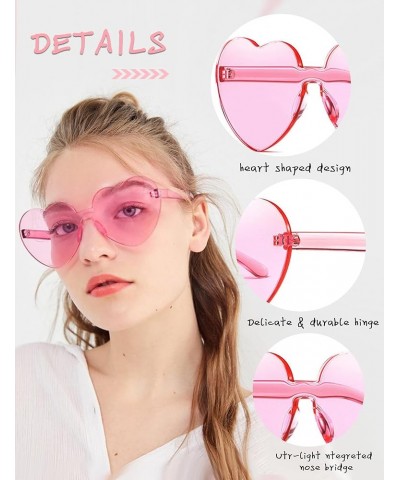 18 Pairs Heart Sunglasses Rimless Heart Shaped Sunglasses Pack Bulk Heart Sunglasses for Women Colored Party glasses Pink $11...