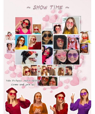 18 Pairs Heart Sunglasses Rimless Heart Shaped Sunglasses Pack Bulk Heart Sunglasses for Women Colored Party glasses Pink $11...