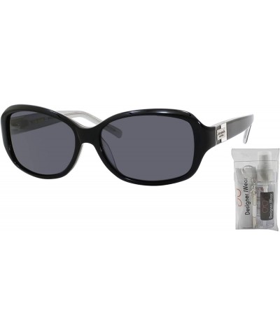 Annika/S Rectangle Sunglasses for Women + BUNDLE with Designer iWear Eyewear Care Kit Black Silver Sparkle / Gray Polarized $...