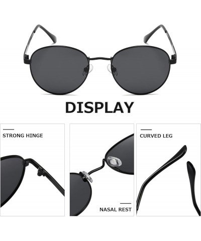 Small Round Polarized Sunglasses for Women Men Classic Vintage Retro Shades UV400 TY2221 Gold Black+all Black $10.45 Round