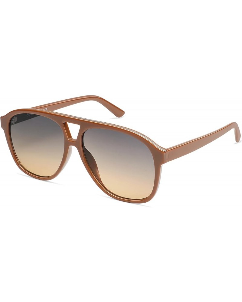 Retro Trendy Aviator Sunglasses for Women Men Classic Vintage UV400 Aviators SJ2315 Orange/Grey Gradient Brown $10.08 Square