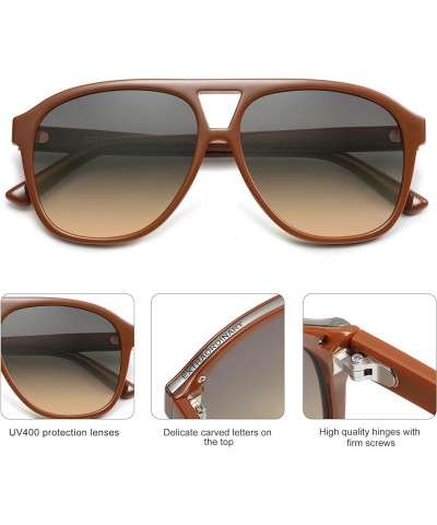 Retro Trendy Aviator Sunglasses for Women Men Classic Vintage UV400 Aviators SJ2315 Orange/Grey Gradient Brown $10.08 Square