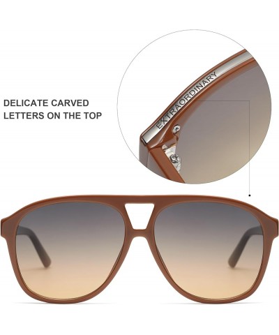 Retro Trendy Aviator Sunglasses for Women Men Classic Vintage UV400 Aviators SJ2315 Orange/Grey Gradient Brown $10.08 Square