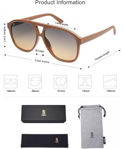 Retro Trendy Aviator Sunglasses for Women Men Classic Vintage UV400 Aviators SJ2315 Orange/Grey Gradient Brown $10.08 Square