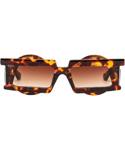 Retro Unique Square Sunglasses Women Fashion Double Color Shades UV400 Men Punk Leopard Tea Gradient Sun Glasses Leopard $10....