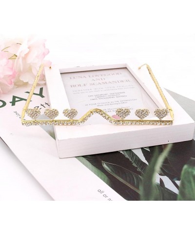 Half Frame Sparkling Crystal Sunglasses UV Protection Rhinestone Sunglasses Without Lens Rhinestone Heart Gold $10.12 Square