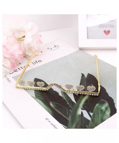 Half Frame Sparkling Crystal Sunglasses UV Protection Rhinestone Sunglasses Without Lens Rhinestone Heart Gold $10.12 Square