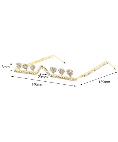 Half Frame Sparkling Crystal Sunglasses UV Protection Rhinestone Sunglasses Without Lens Rhinestone Heart Gold $10.12 Square