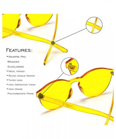 Colorful One Piece Transparent Round Sunglasses | Fun Rimless Glasses for Women and Men | Retro Festival Sunnies Pink $10.19 ...