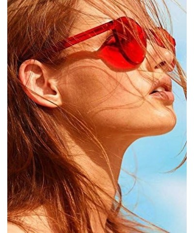 Colorful One Piece Transparent Round Sunglasses | Fun Rimless Glasses for Women and Men | Retro Festival Sunnies Pink $10.19 ...