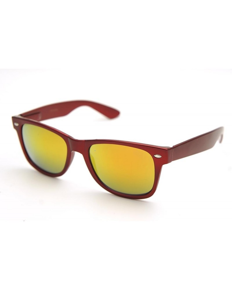 Sunglasses Classic 80's Vintage Style Lightweight, 100% UVA UVB Protection Medium, Electric Red / Red Yellow Mirror Lens $12....