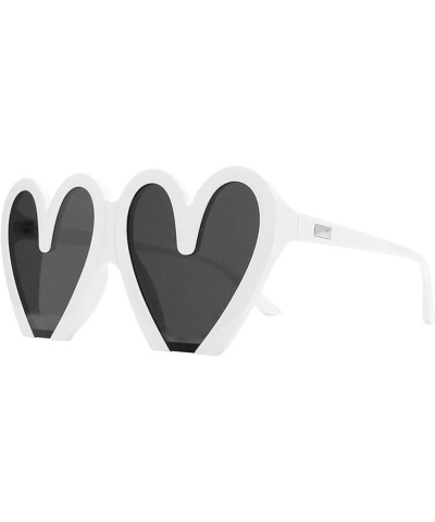 Love Heart Shaped Sunglasses Women Men Vintage Half Frame Y2k Sunglasses Love Cute Cool Hip Hop Sun Glasses White $9.91 Designer