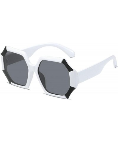 Unique Polygonal Big Frame Sunglasses for Women Men Classic Vintage Glasses Black White $10.49 Designer