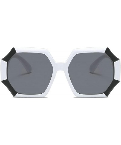 Unique Polygonal Big Frame Sunglasses for Women Men Classic Vintage Glasses Black White $10.49 Designer