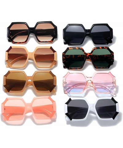 Unique Polygonal Big Frame Sunglasses for Women Men Classic Vintage Glasses Black White $10.49 Designer