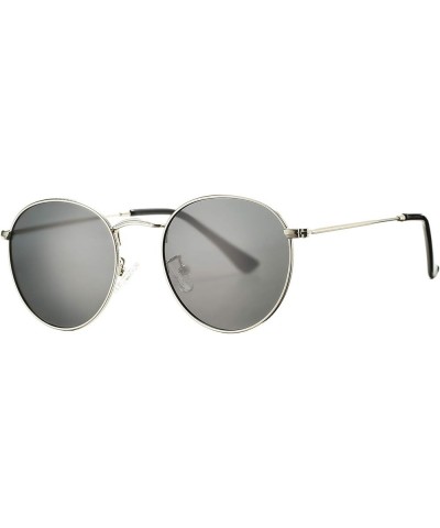 Small Round Metal Polarized Sunglasses for Women Retro Designer Style C5 | Silver Frame | Smoke Lens $9.53 Rimless