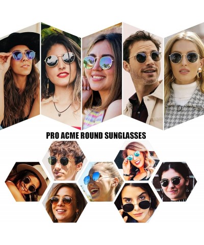 Small Round Metal Polarized Sunglasses for Women Retro Designer Style C5 | Silver Frame | Smoke Lens $9.53 Rimless