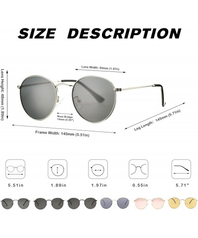 Small Round Metal Polarized Sunglasses for Women Retro Designer Style C5 | Silver Frame | Smoke Lens $9.53 Rimless