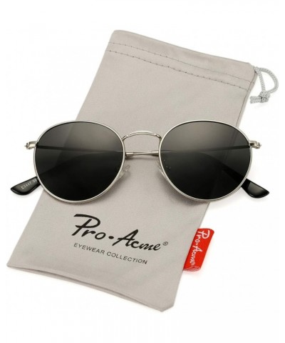 Small Round Metal Polarized Sunglasses for Women Retro Designer Style C5 | Silver Frame | Smoke Lens $9.53 Rimless