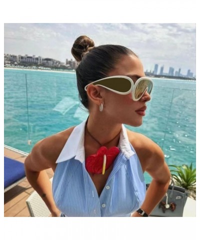 Oversized Sunglasses Womens Trendy 2023,Big Wave Mask Sunglasses With Side Shields,Fashion Large Aviator Sunglasses $17.22 Av...