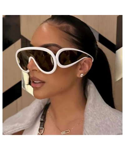 Oversized Sunglasses Womens Trendy 2023,Big Wave Mask Sunglasses With Side Shields,Fashion Large Aviator Sunglasses $17.22 Av...