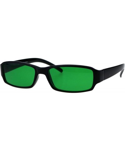 Black Rectangular Frame Sunglasses Simple Classic Shades Color Lens UV 400 Black Green $10.00 Rectangular