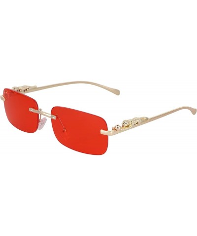 Rimless Oversized Sunglasses for Women Men Rectangular Frameless Fashion Shades (Clear) 2 Pack: Red and Blue Multicolor $11.7...