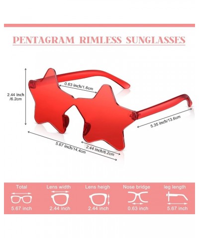 2 Pcs Star Shape Rimless Sunglasses Transparent Candy Color Sunglasses Party Favor for Girls Boys Women Red, Blue $7.40 Rimless