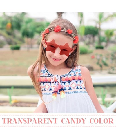 2 Pcs Star Shape Rimless Sunglasses Transparent Candy Color Sunglasses Party Favor for Girls Boys Women Red, Blue $7.40 Rimless