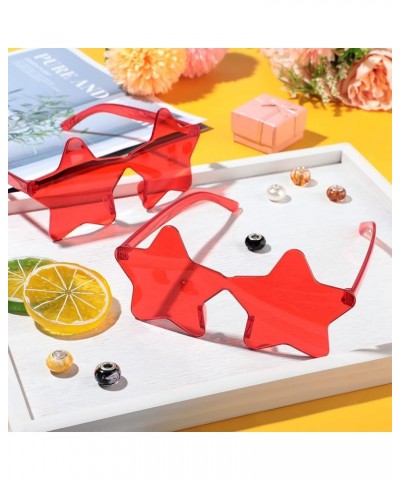 2 Pcs Star Shape Rimless Sunglasses Transparent Candy Color Sunglasses Party Favor for Girls Boys Women Red, Blue $7.40 Rimless