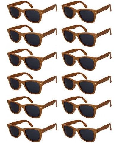 Classic Vintage Horn Rimmed Sunglasses For Men Women 12-Pack Light Brown Wood Grey $9.02 Rectangular