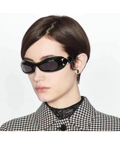 Retro Cat Eye Sunglasses Women Fashion Oval Lens Shades UV400 Men Sun Glasses 2pcs Black&leopard $10.06 Oval