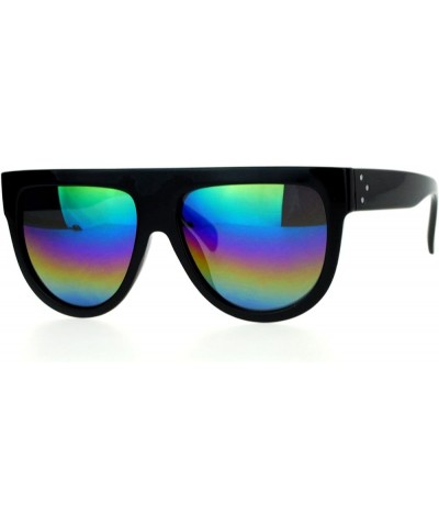 Black Flat Top Sunglasses Designer Unisex Fashion Mirror Lens Shades Black rainbow mirror $8.61 Round