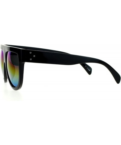 Black Flat Top Sunglasses Designer Unisex Fashion Mirror Lens Shades Black rainbow mirror $8.61 Round