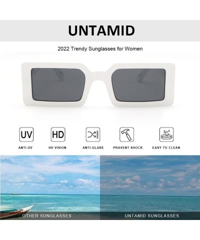 Rectangle Trendy Sunglasses for Women Retro Fashion Sunglasses UV 400 Protection Square Frame Shades White/Grey $9.45 Rectang...