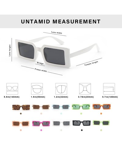 Rectangle Trendy Sunglasses for Women Retro Fashion Sunglasses UV 400 Protection Square Frame Shades White/Grey $9.45 Rectang...